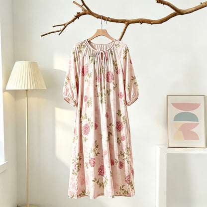Ownkoti Pink Chrysanthemum Floral Lounge Dress - image 1