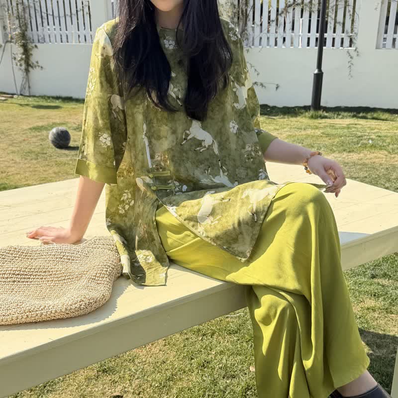 Ownkoti Horse Print Eastern-Inspired Loungewear Set - image 1