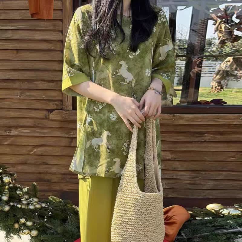 Ownkoti Horse Print Eastern-Inspired Loungewear Set - image 5