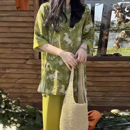 Ownkoti Horse Print Eastern-Inspired Loungewear Set - image 5