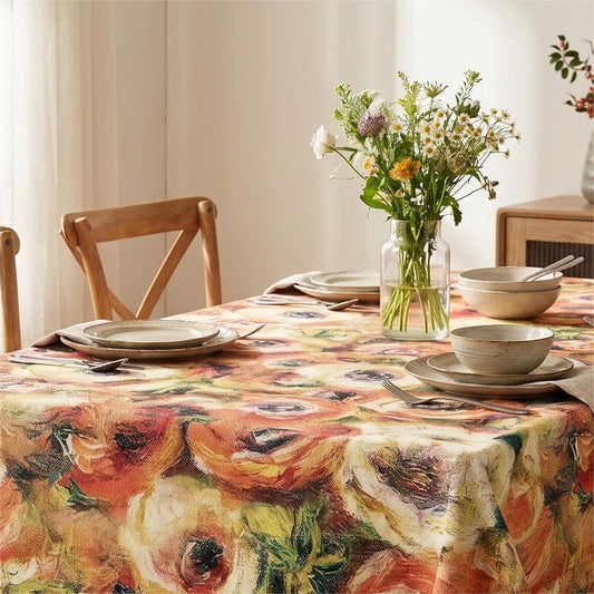 Ownkoti Impressionist Oil Painting Floral Tablecloth - Multicolor - Square - 55"×55" - image 0