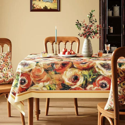 Ownkoti Impressionist Oil Painting Floral Tablecloth - Multicolor - Square - 55" × 55" - image 0