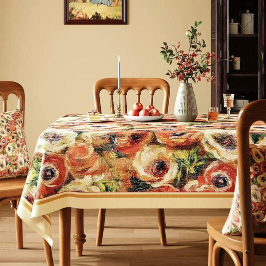 Ownkoti Impressionist Oil Painting Floral Tablecloth - Multicolor - Square - 55" × 55" - image 0