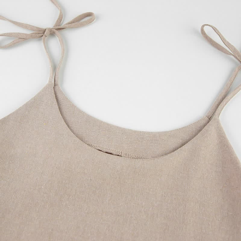 Ownkoti Casual Cotton Linen Tie Strap Nightdress - image 6
