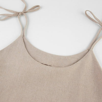 Ownkoti Casual Cotton Linen Tie Strap Nightdress - image 6