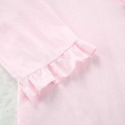 Ownkoti Solid Cotton Ruffle Trim Women's Pajamas - image 6