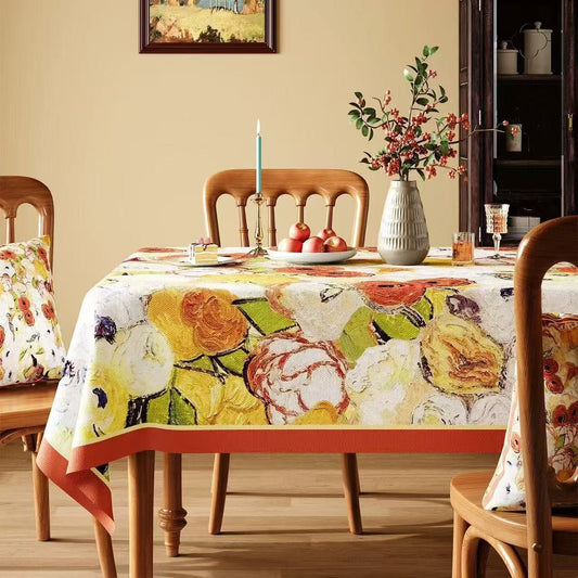 Ownkoti Waterproof Oil-Painting Floral Tablecloth - Multicolor - Square - 55"×55" - image 0