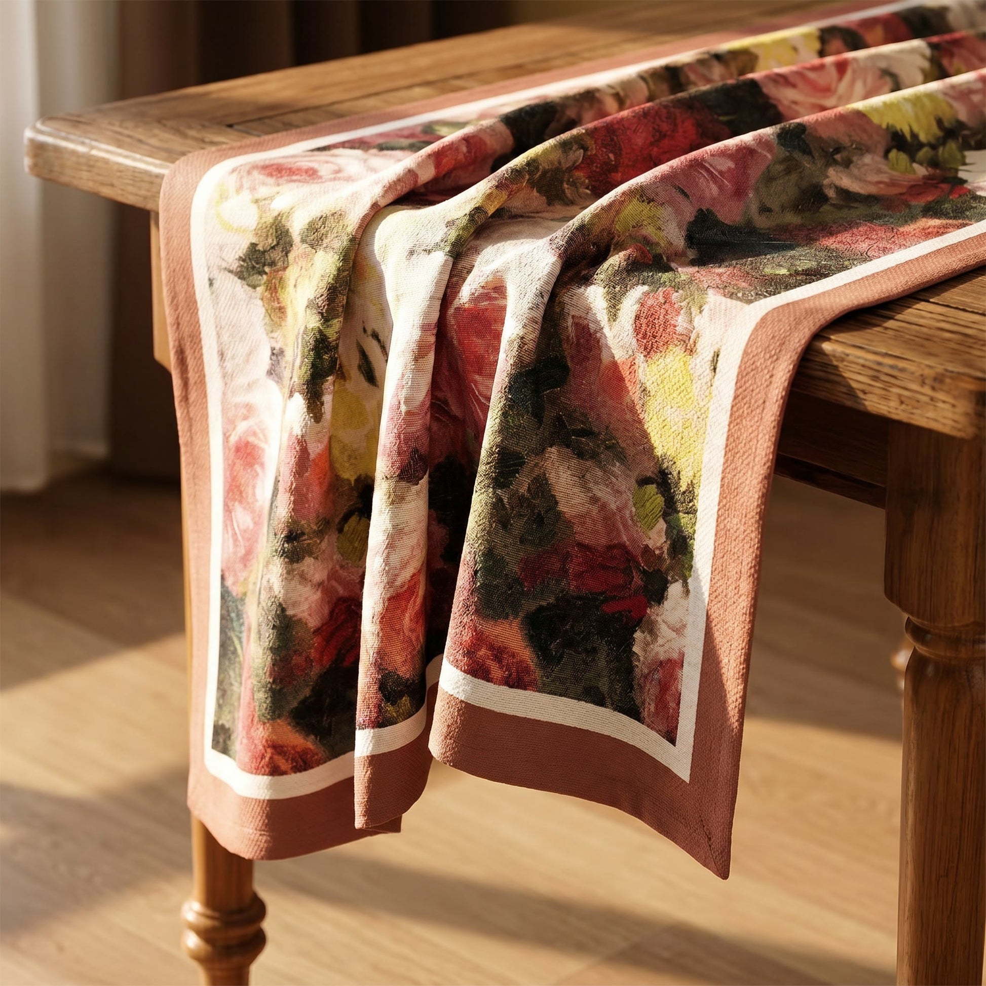 Ownkoti Vintage Oil-Painting Rose Floral Tablecloth - image 3