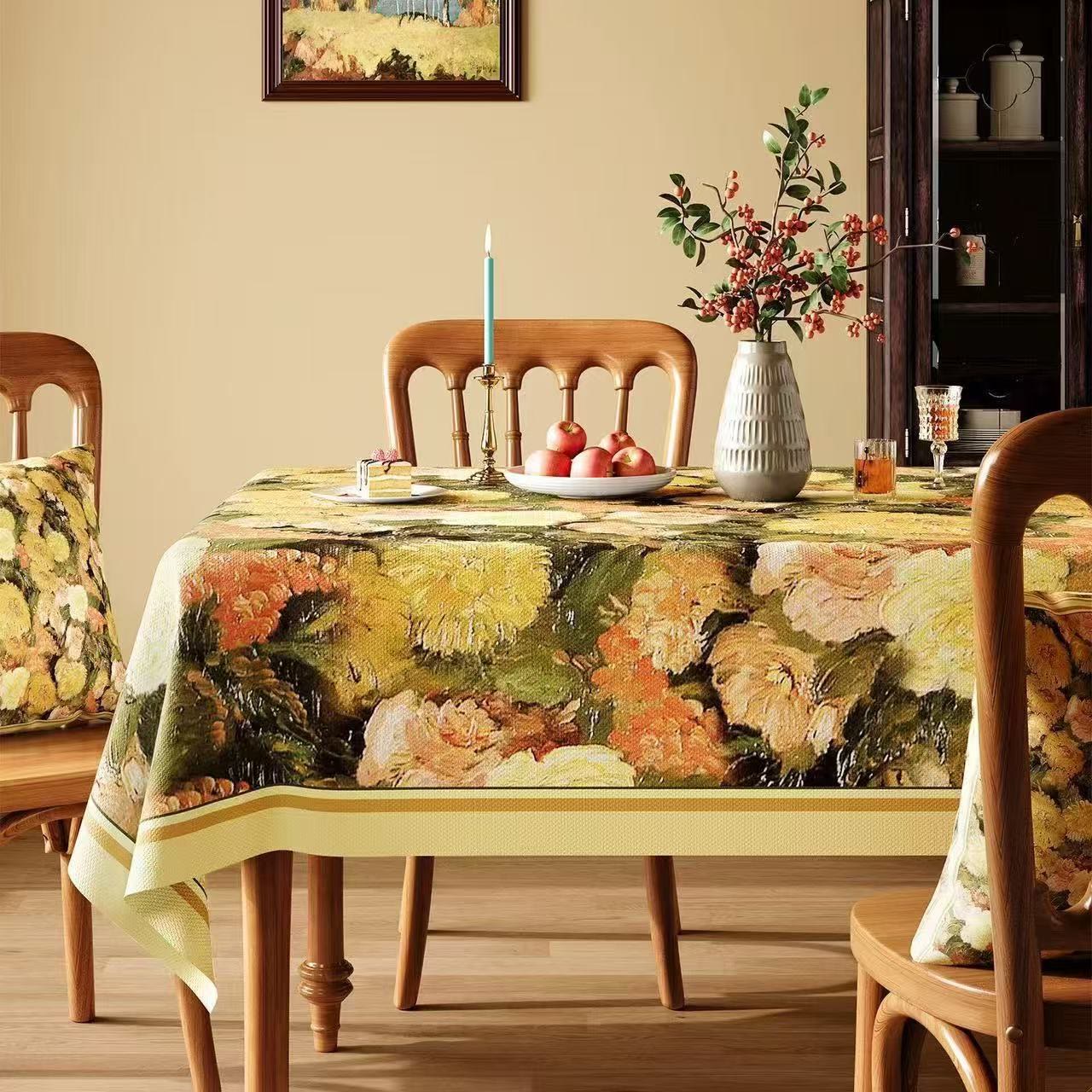 Ownkoti Elegant Painterly Floral Print Tablecloth - Multicolor - Square - 55"×55" - image 0