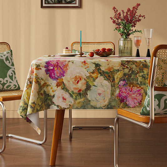 Ownkoti Soft Impressionist Rose Tablecloth - Multicolor - Rectangle - 55"×86" - image 0