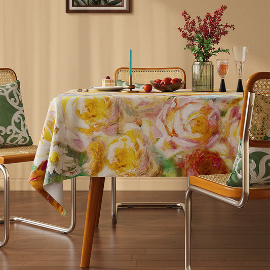 Ownkoti Soft Impressionist Rose Floral Tablecloth - Multicolor - Rectangle - 55"×86" - image 0