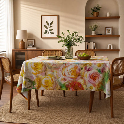 Ownkoti Soft Impressionist Rose Floral Tablecloth - image 1