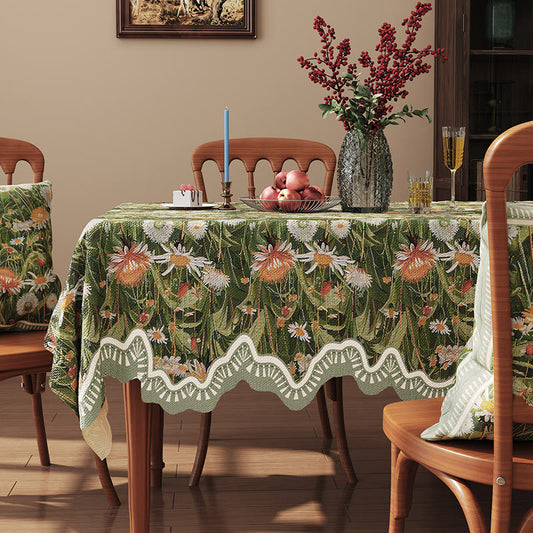 Ownkoti Woodland Wildflower & Daisy Tablecloth - Green - Rectangle - 55"×86" - image 0