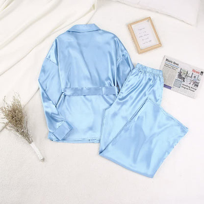 Ownkoti Solid Color Belted Women's Loungewear Set - image 3