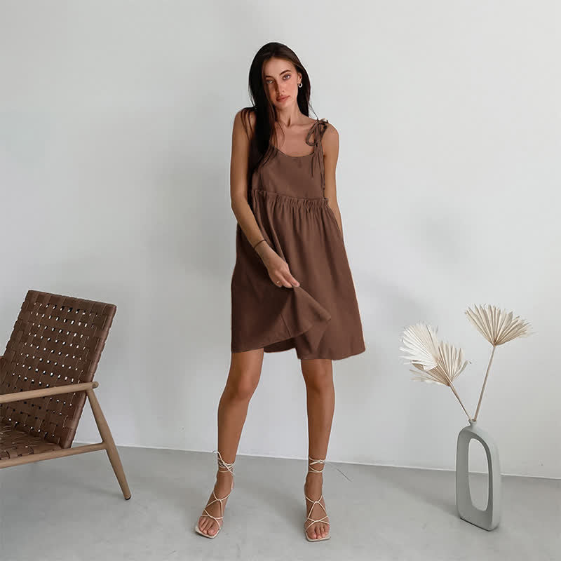 Ownkoti Casual Cotton Linen Tie Strap Nightdress - image 14