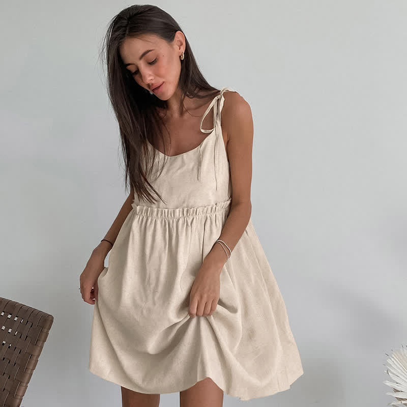 Ownkoti Casual Cotton Linen Tie Strap Nightdress - image 4