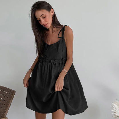 Ownkoti Casual Cotton Linen Tie Strap Nightdress - image 17
