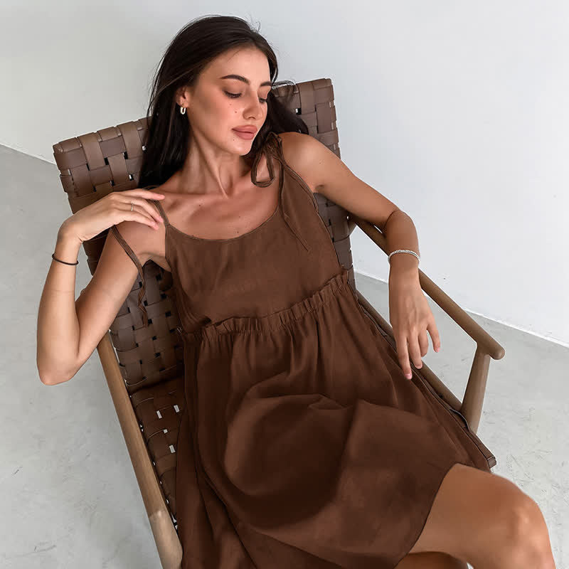 Ownkoti Casual Cotton Linen Tie Strap Nightdress - image 15