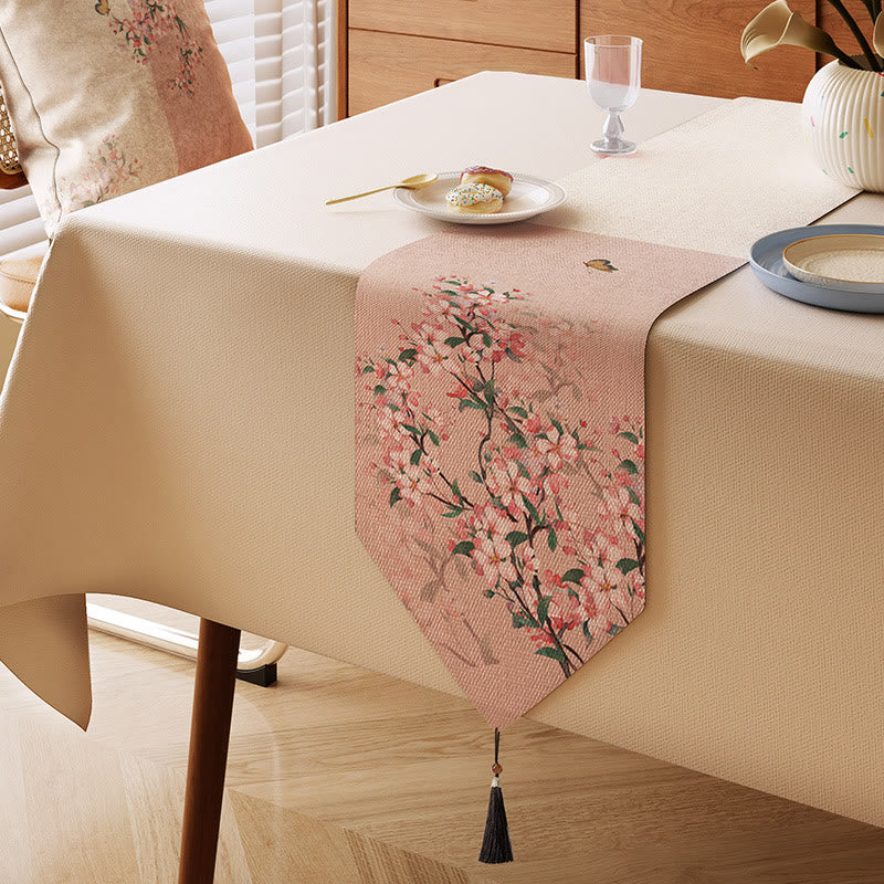 Ownkoti Painterly Crabapple Blossom Table Runner - Pink - 13" × 87" - image 0