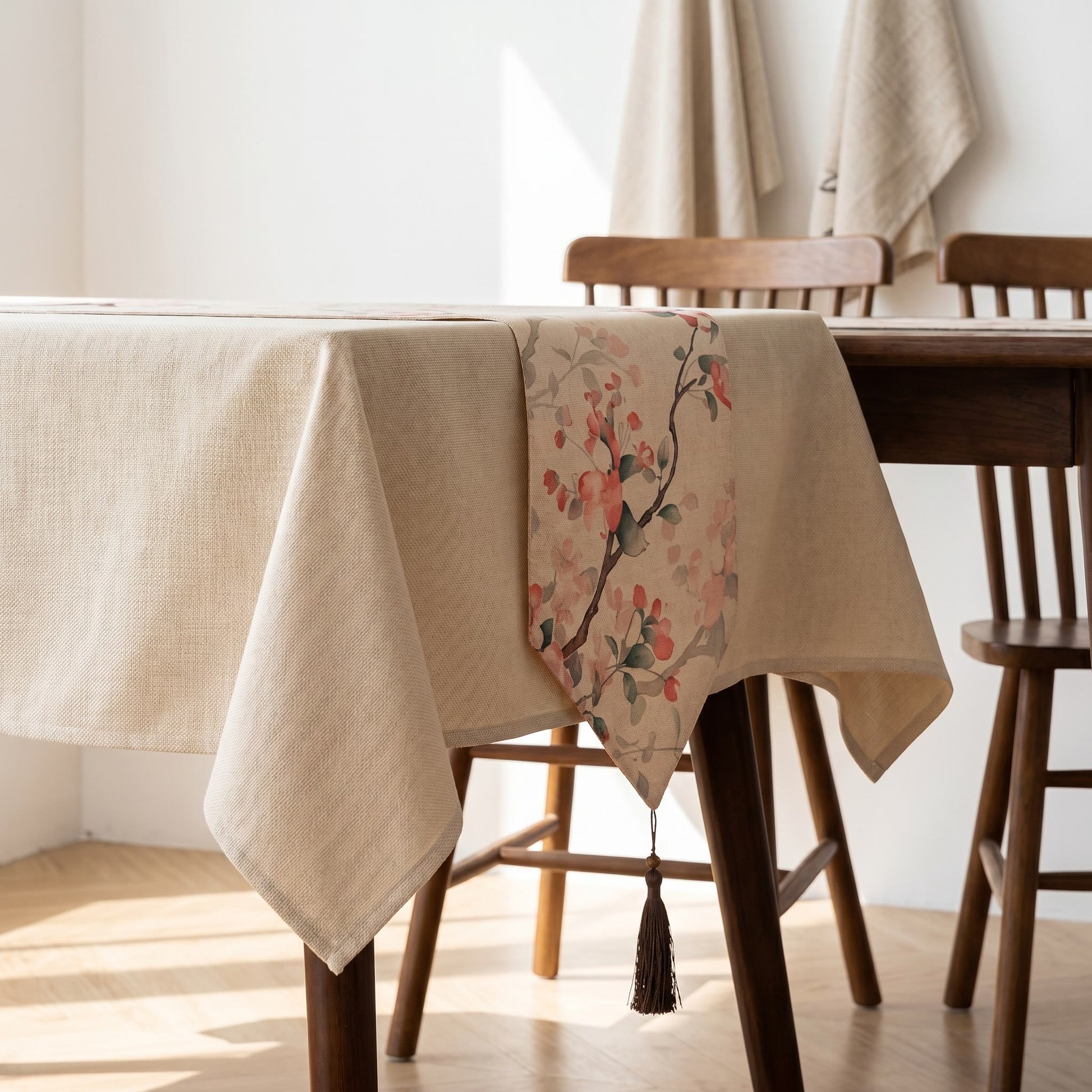 Ownkoti Painterly Crabapple Birds & Blossoms Table Runner - image 2
