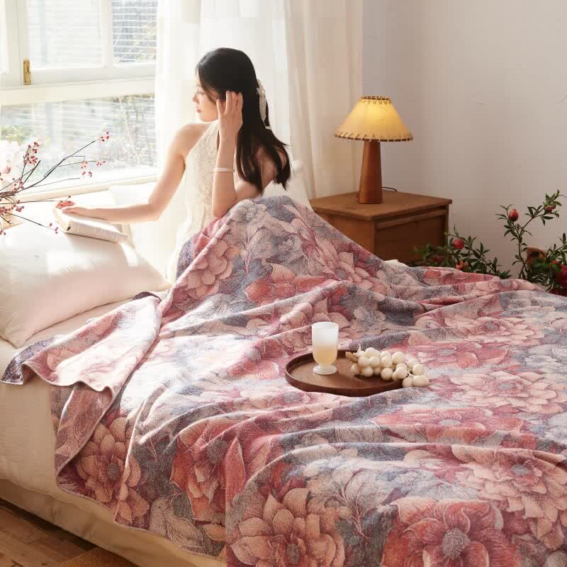 Ownkoti Luxurious Pink Floral Cotton Quilt Blanket - image 1