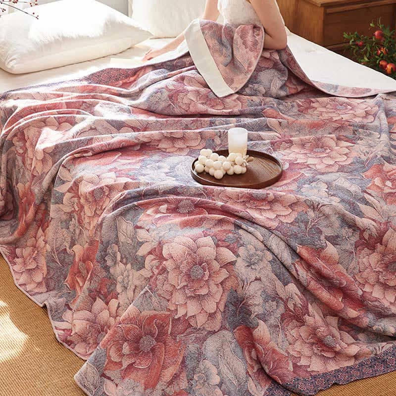 Ownkoti Luxurious Pink Floral Cotton Quilt Blanket - image 4