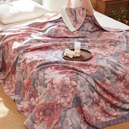 Ownkoti Luxurious Pink Floral Cotton Quilt Blanket - image 4