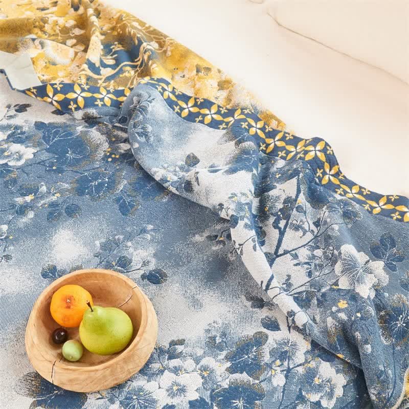 Ownkoti Blue Watercolor Floral Cotton Muslin Quilt - image 7