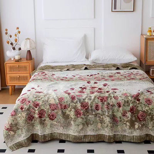Ownkoti Vintage Rose Floral Cotton Muslin Quilt - Queen - image 0