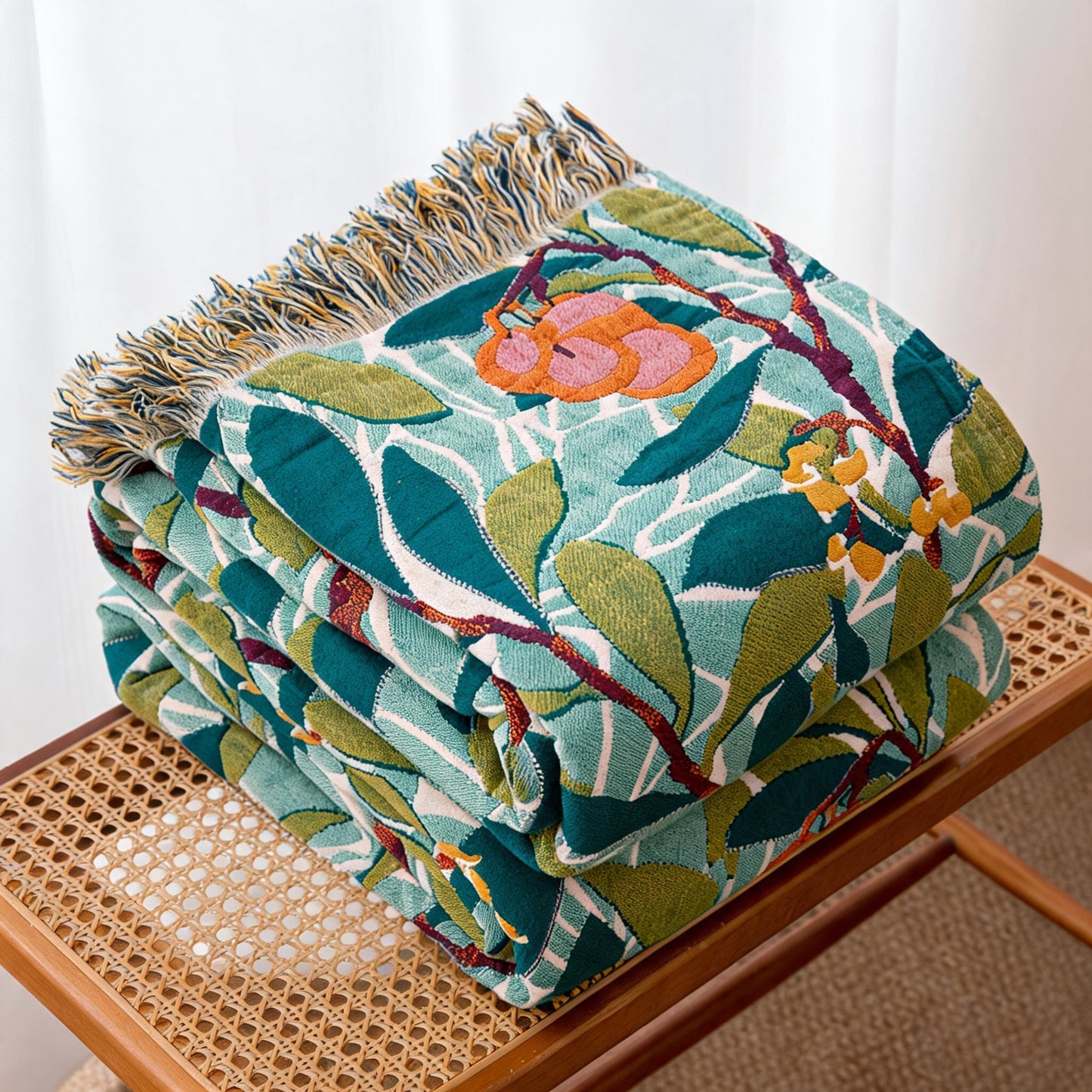 Ownkoti Vintage Botanical Fringed Reversible Gauze Quilt - image 2