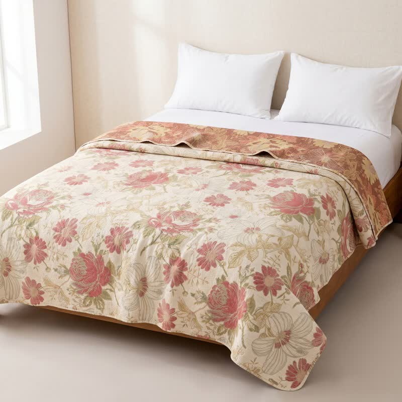 Ownkoti Blush Pink Floral Cotton Muslin Quilt - image 5