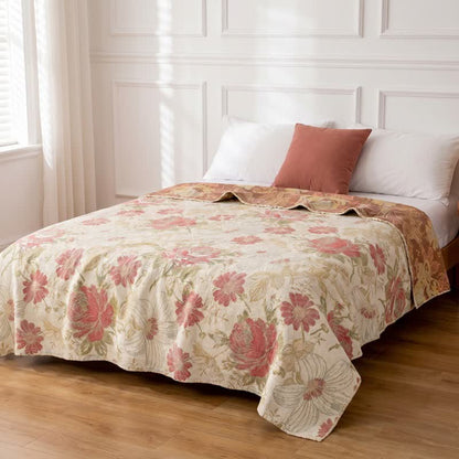 Ownkoti Blush Pink Floral Cotton Muslin Quilt - image 4