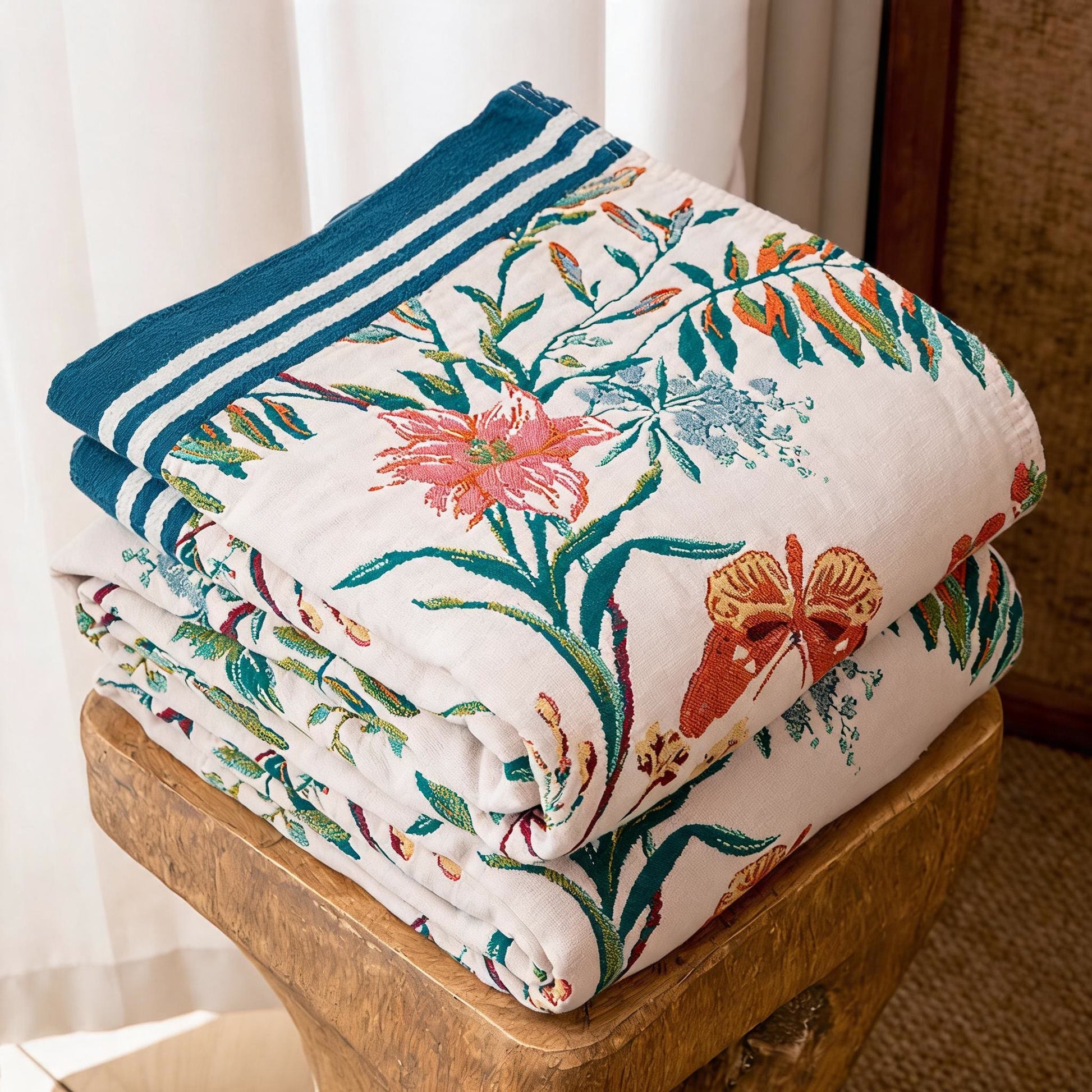 Ownkoti Vintage Vine Floral Reversible Gauze Quilt - image 3