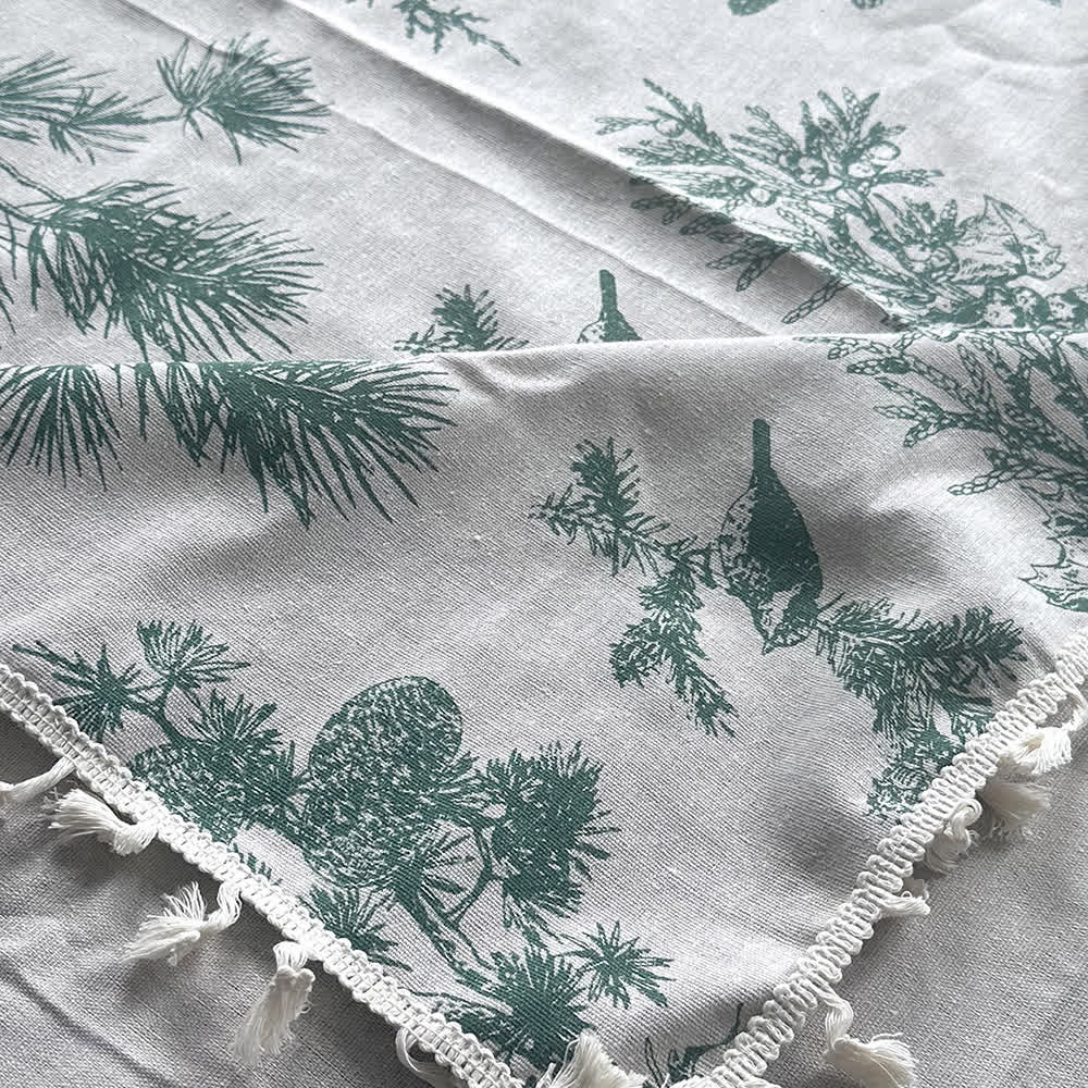Ownkoti Vintage Forest Print Picnic Blanket with Tassels - image 7