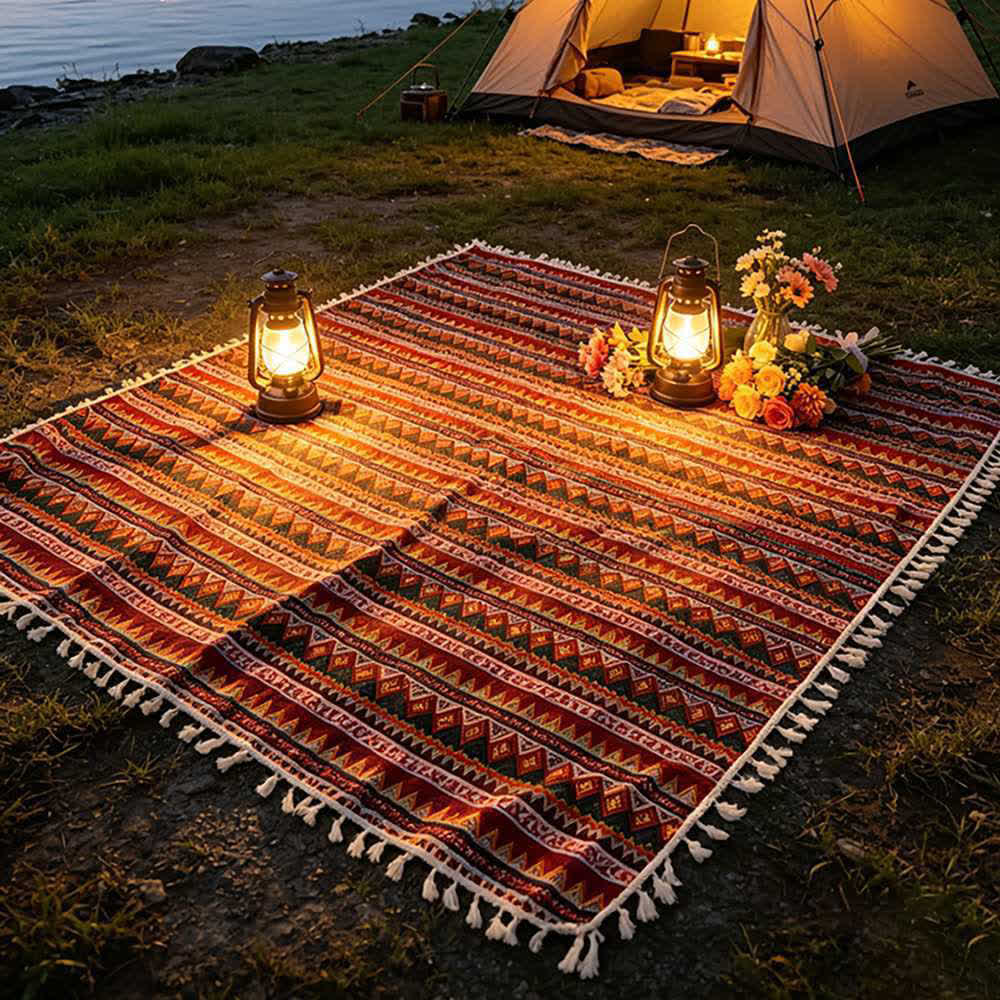 Ownkoti Boho Tribal Picnic Blanket with Tassels - image 3