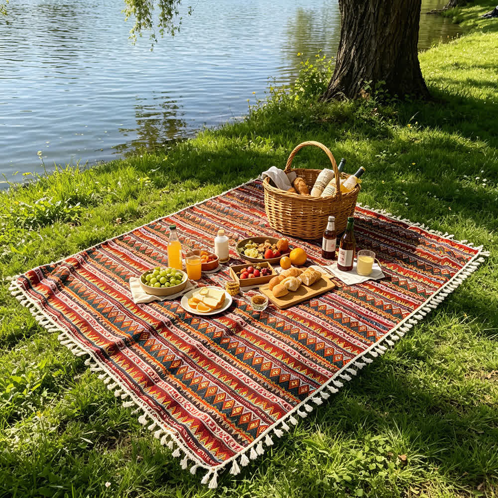 Ownkoti Boho Tribal Picnic Blanket with Tassels - image 2