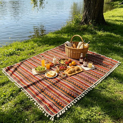 Ownkoti Boho Tribal Picnic Blanket with Tassels - image 2