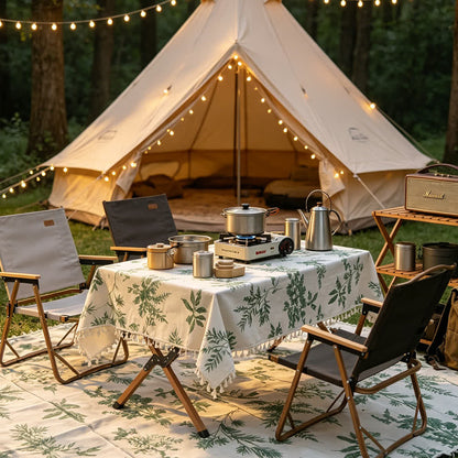 Ownkoti Vintage Forest Print Picnic Blanket with Tassels - 55" x 118" - image 0