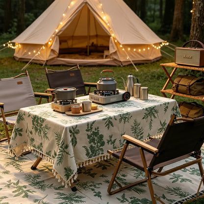 Ownkoti Vintage Forest Print Picnic Blanket with Tassels - image 1