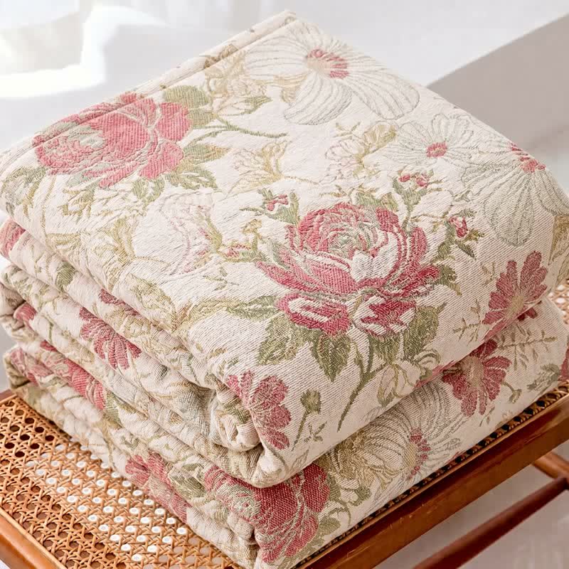 Ownkoti Blush Pink Floral Cotton Muslin Quilt - image 1