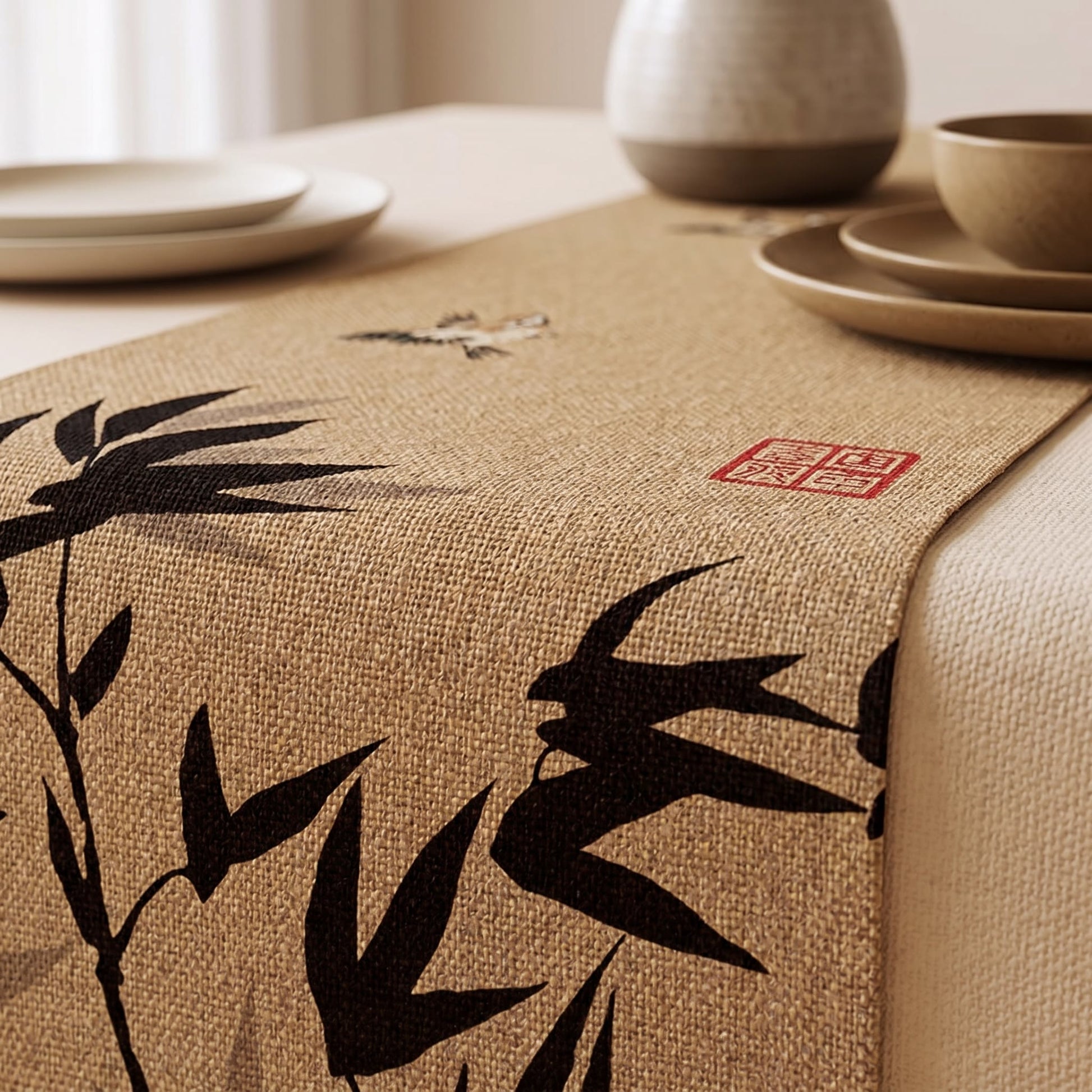 Ownkoti Ink-Wash Bamboo Charm Table Runner - image 4
