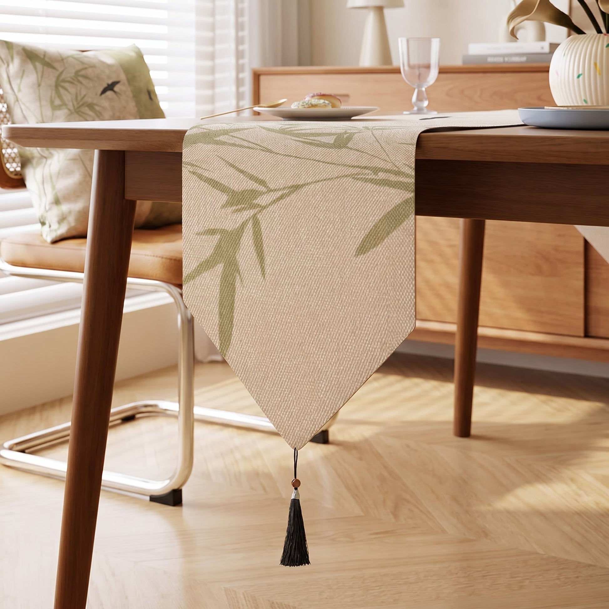 Ownkoti Bamboo & Swallow Ink-Wash Table Runner - image 2