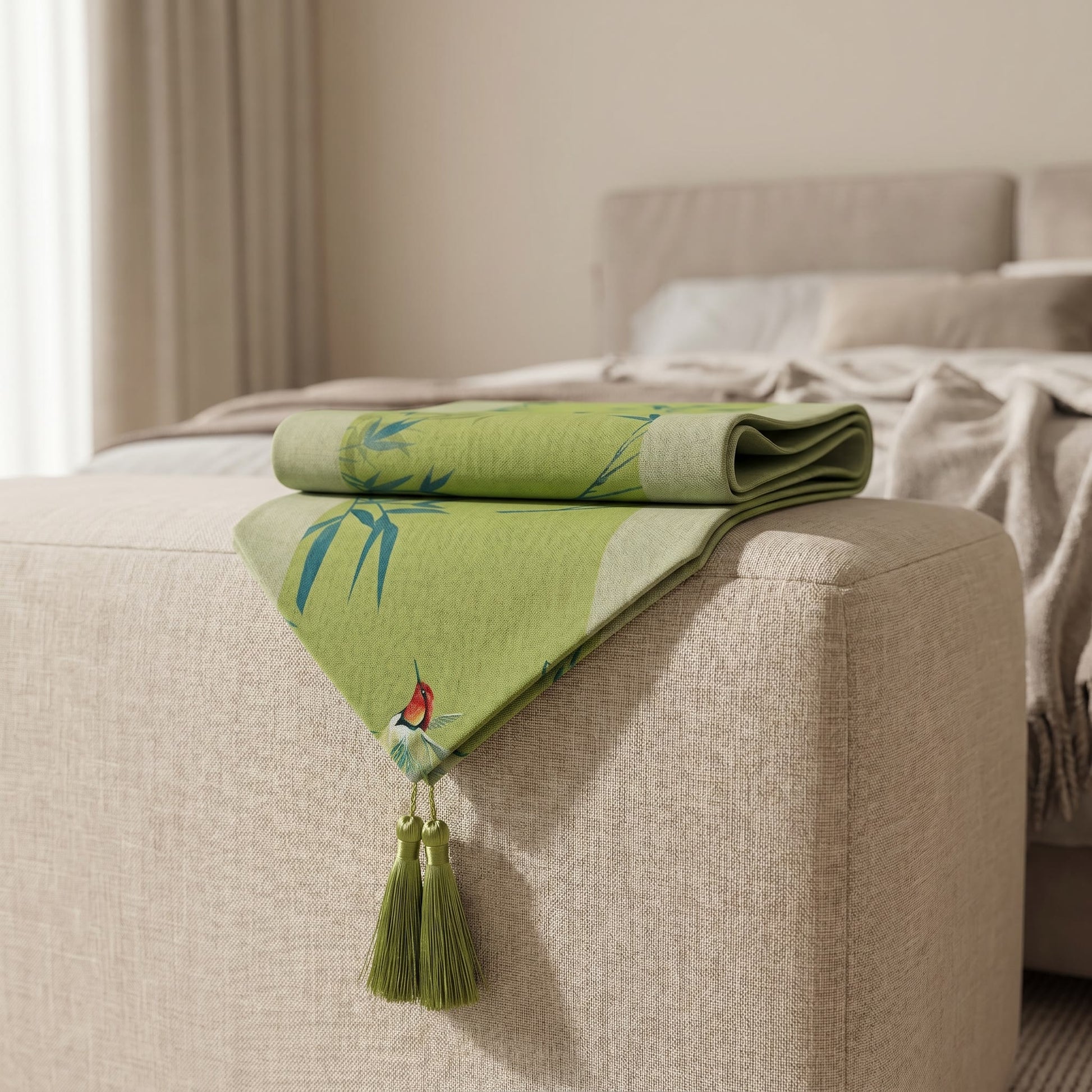 Ownkoti Green Bamboo & Birds Table Runner - image 3