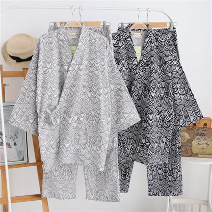 Ownkoti Unisex Seigaiha Cotton Kimono Loungewear Set - image 0