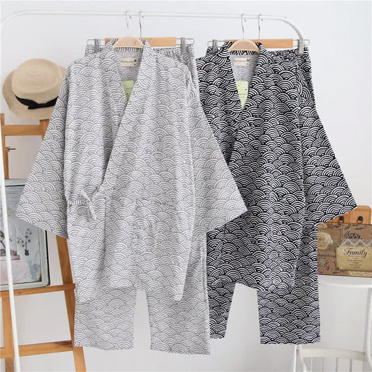 Ownkoti Unisex Seigaiha Cotton Kimono Loungewear Set - image 0