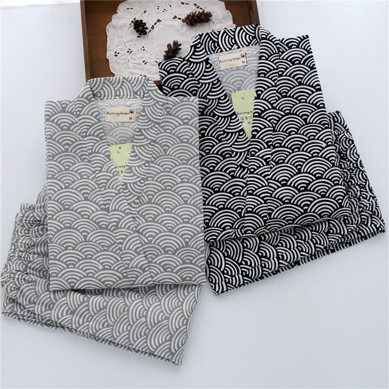 Ownkoti Unisex Seigaiha Cotton Kimono Loungewear Set - image 1