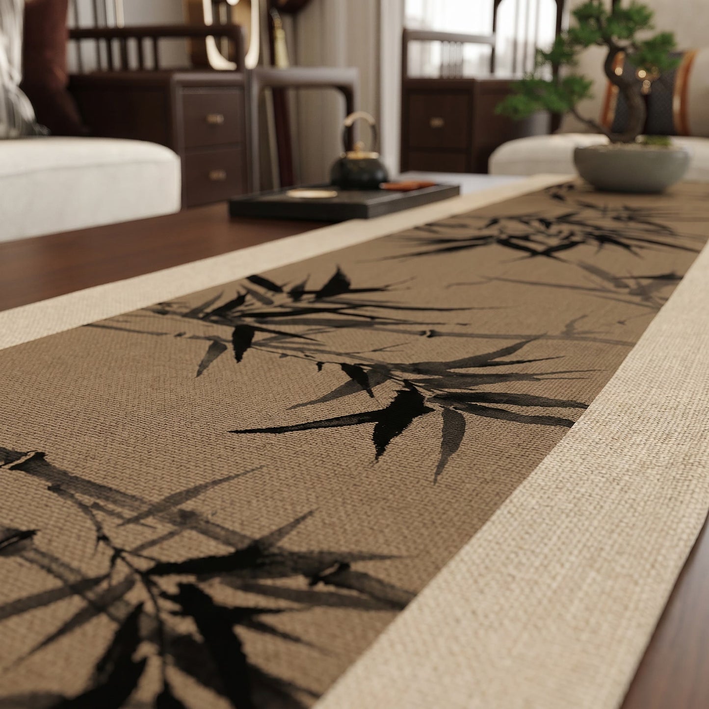 Ownkoti Brown Ink-Wash Bamboo Table Runner - image 4