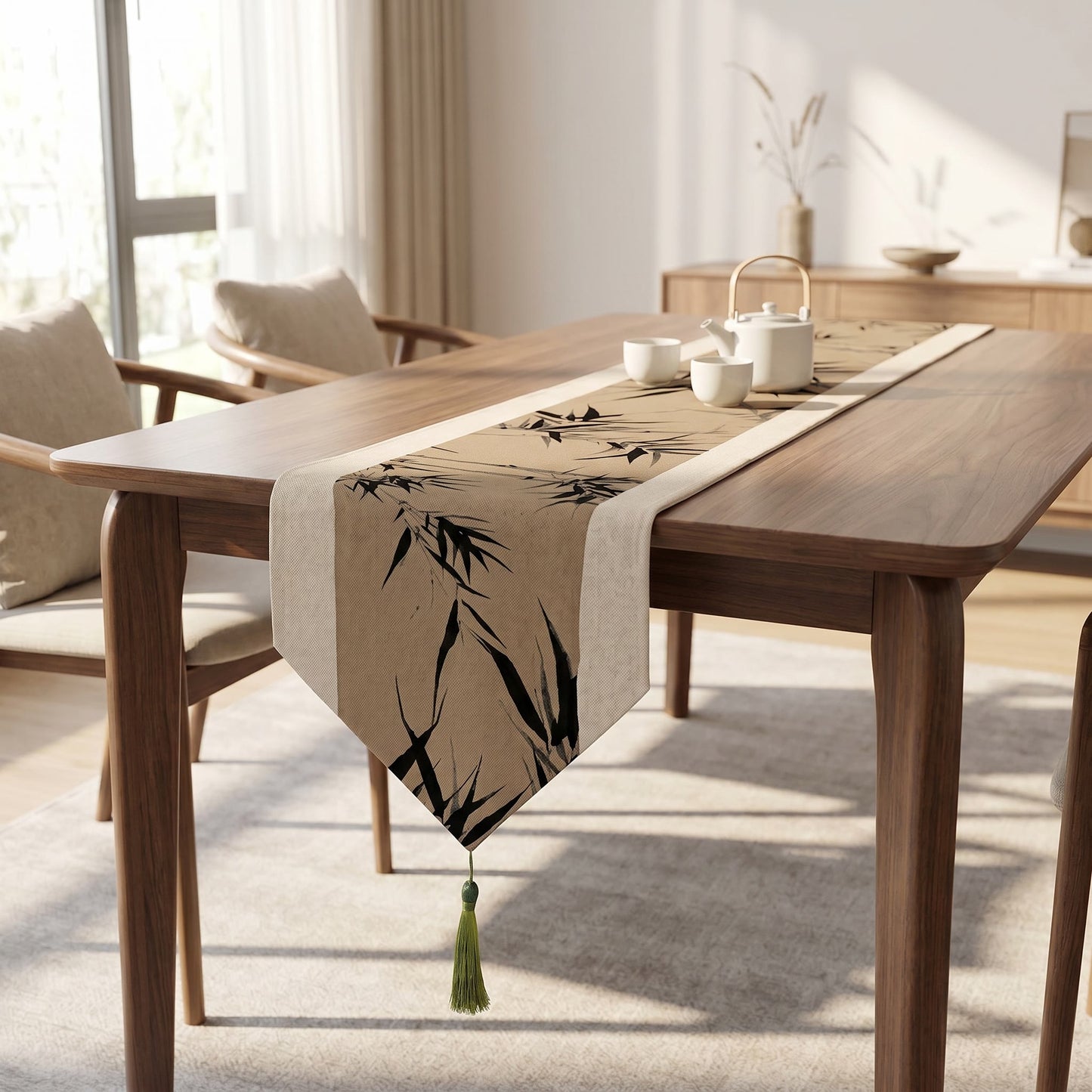 Ownkoti Brown Ink-Wash Bamboo Table Runner - image 1