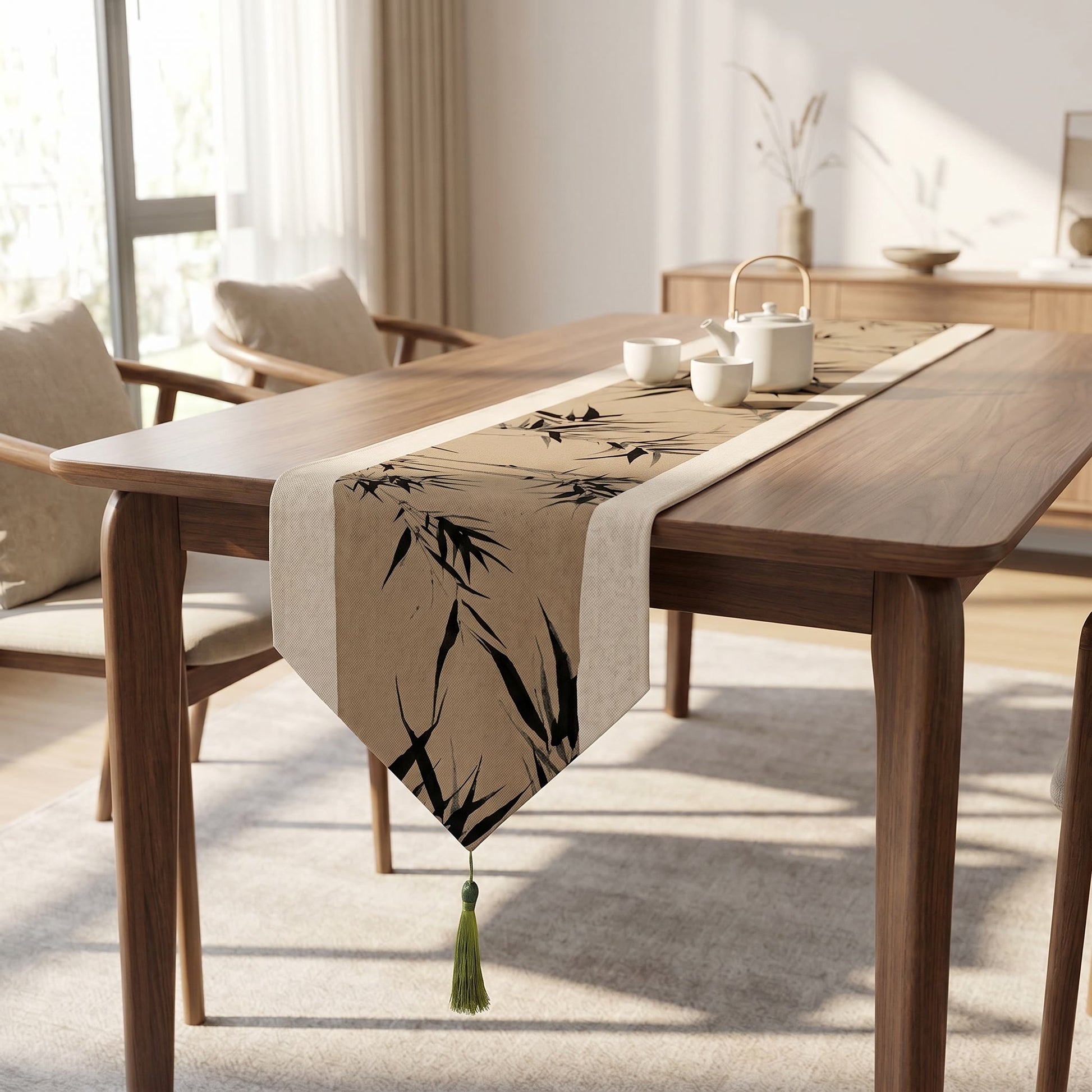 Ownkoti Brown Ink-Wash Bamboo Table Runner - image 1