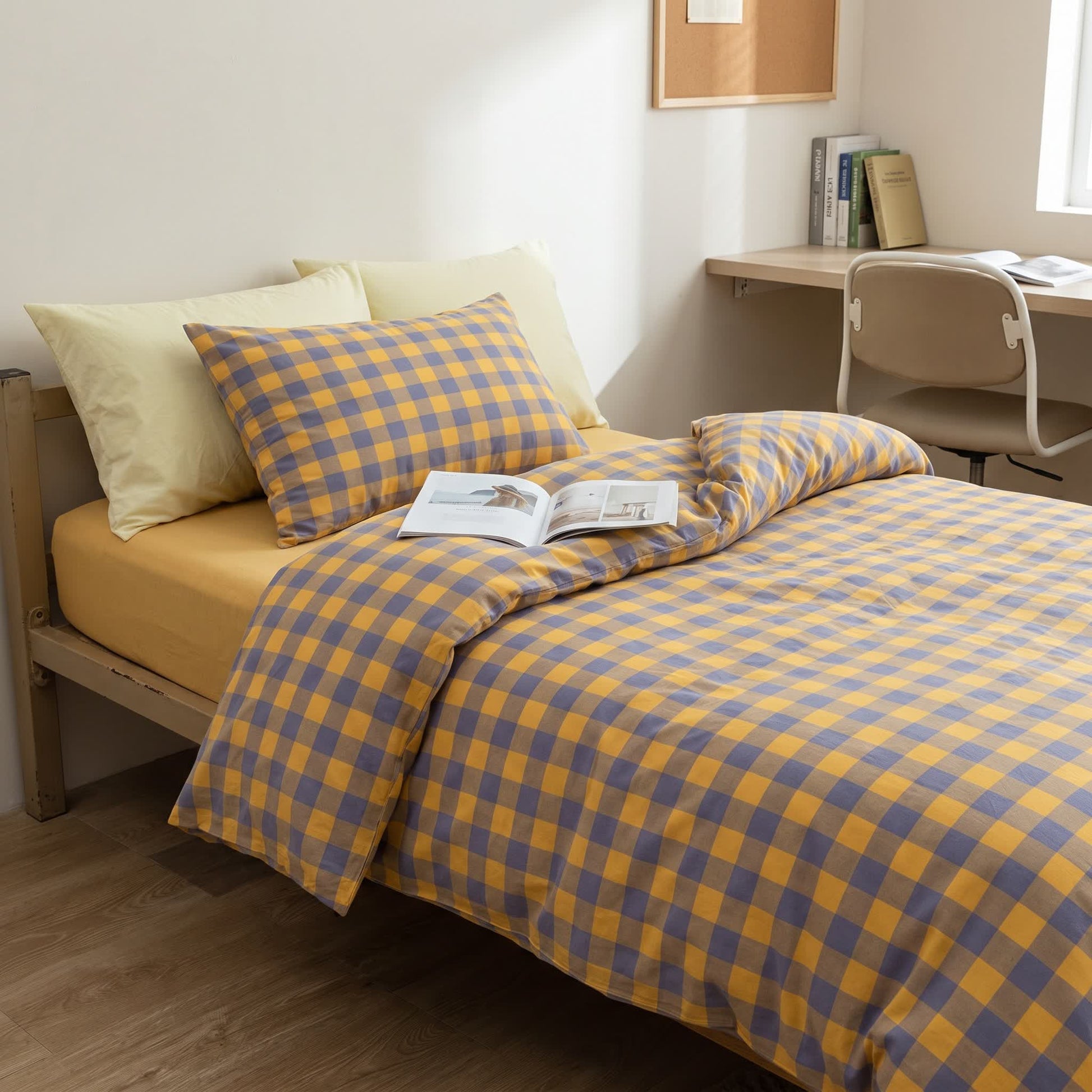 Ownkoti Cotton Checkered Dorm Bedding Set - image 1